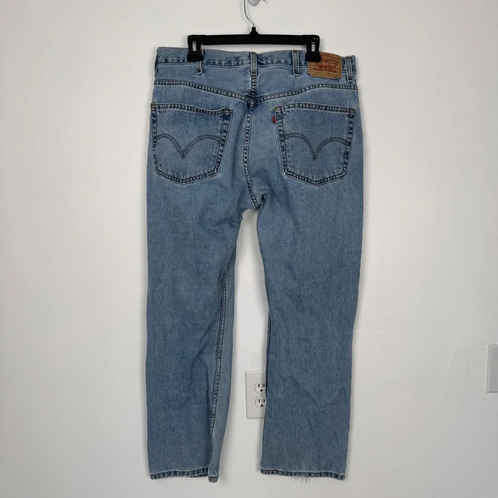 Levis 505 Regular Fit Mens Jeans W38 L30 Light Wash Blue Straight Leg Cotton